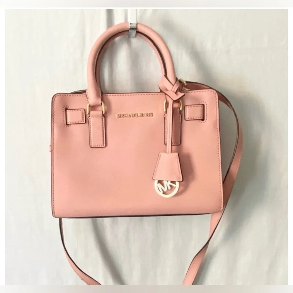 Michael Kors Dillon Pale Pink Leather Medium Saffiano Leather Satchel NWOT